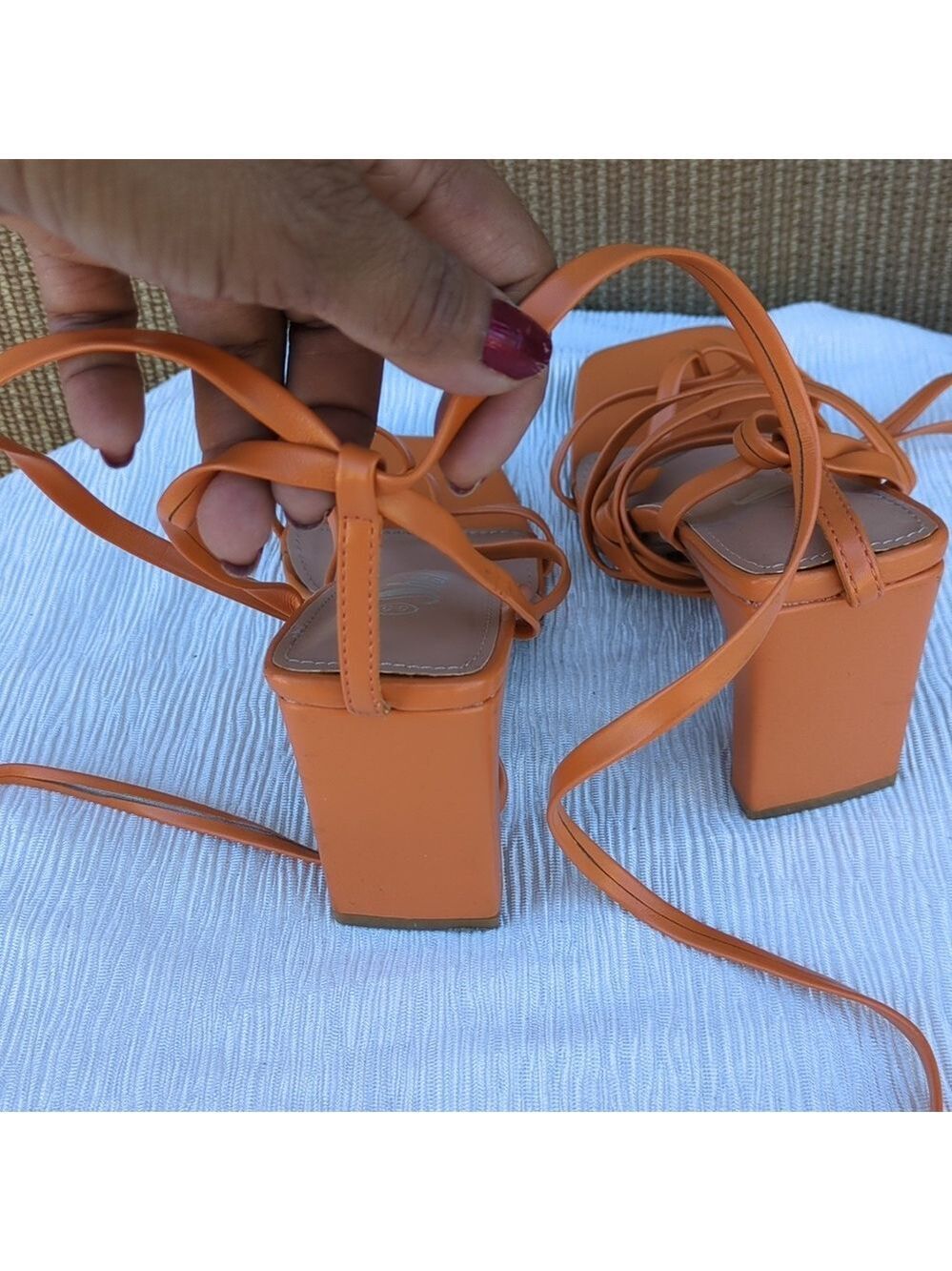 Shein Orange Lace Up Shoes Size 6 - Picture 6 of 9